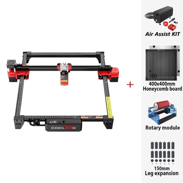 COOLOOK Lasergravørmaskine, 300 * 300 mm gravørområde, 5,5 W laserstyrke,sæt 5, EU-stik