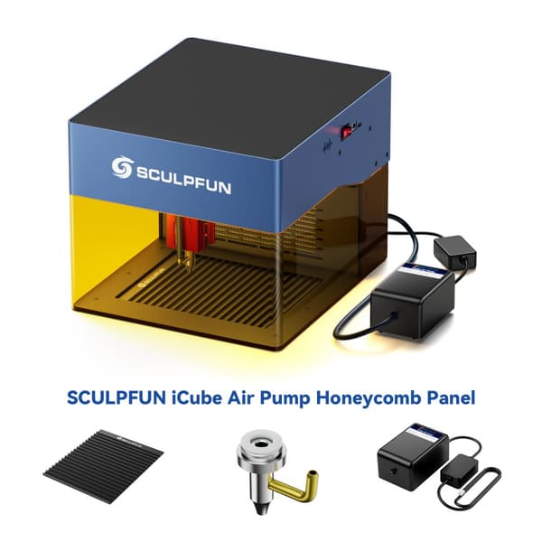 SCULPFUN Lasergravyrkit, 2-i-1 Luftpump & Honungskombinationspanel, Låg ljudnivådesign