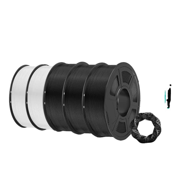 SUNLU PLA+ Filament, 1,75 mm Diameter, Utskriftstemperatur 205-215℃,2vit2Svart