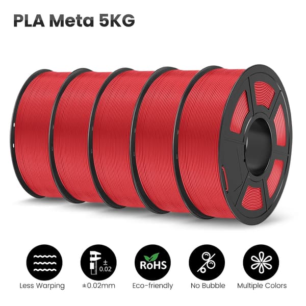 3D-skrivarfilament, 1,75 mm diameter, miljövänligt material,PLA Meta Röd 5.5kg
