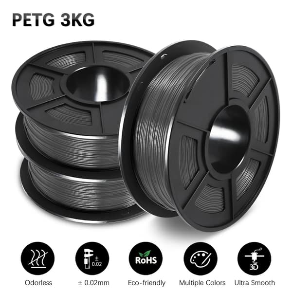 PLA Filament 3 Rullar, 1,75 mm Diameter, Miljövänligt Material,PETG Grå 3Rullar
