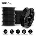 Miniatyrbild 2 av 2: TPU-filament, 1,75 mm diameter, 205~230℃ utskriftstemperatur,TPU-svart-5kg