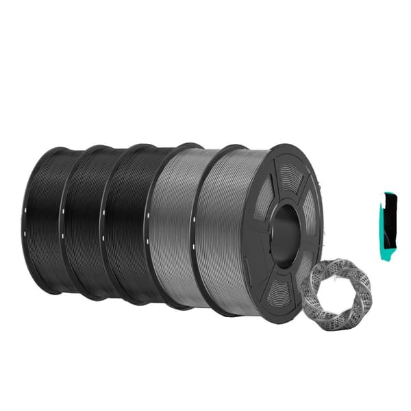 PLA Plus 3D Filament, 5KG, Färggivt och Hållbart Material,3Svart 2Grå