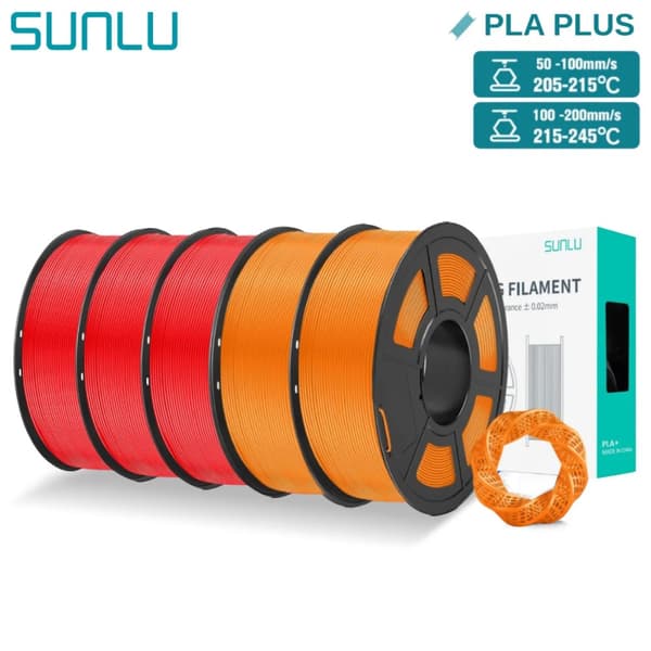 PLA Plus 3D Filament, 5KG, Färggivt och Hållbart Material,3Röd 2Orange