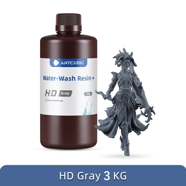 ANYCUBIC 3D Print Harpiks, Vandvaskbar Klar, UV Harpiks HD Grå,Vandvask HD Gy 3kg