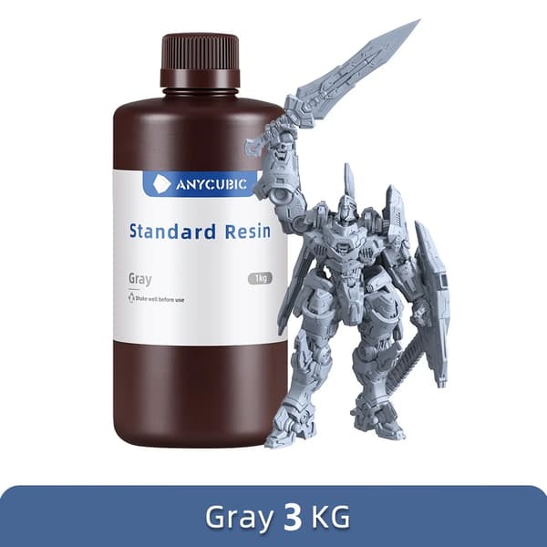 ANYCUBIC 3D Print Harpiks, Vandvaskbar Klar, UV Harpiks HD Grå,UV-harpiks Grå 3kg