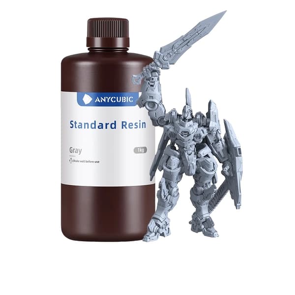 ANYCUBIC 3D Print Harpiks, Vandvaskbar Klar, UV Harpiks HD Grå,UV-harpiks Grå 3kg