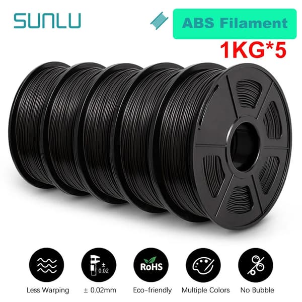 3D Filament, 1,75 mm, Miljøvenlig, 1 KG,ABS Sort