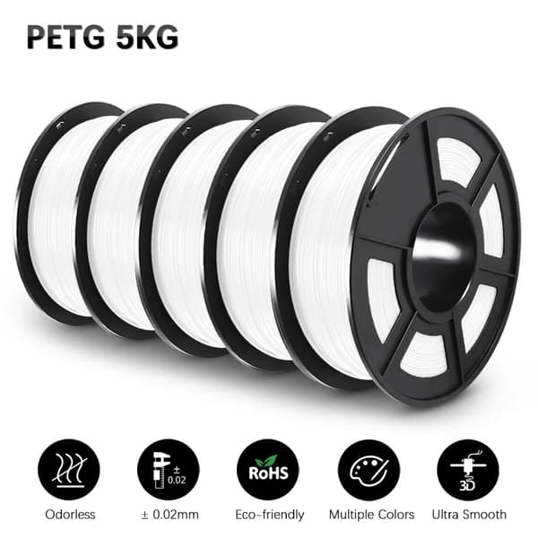 3D Filament, 1,75 mm, Miljövänlig, 1 KG,PETG vit