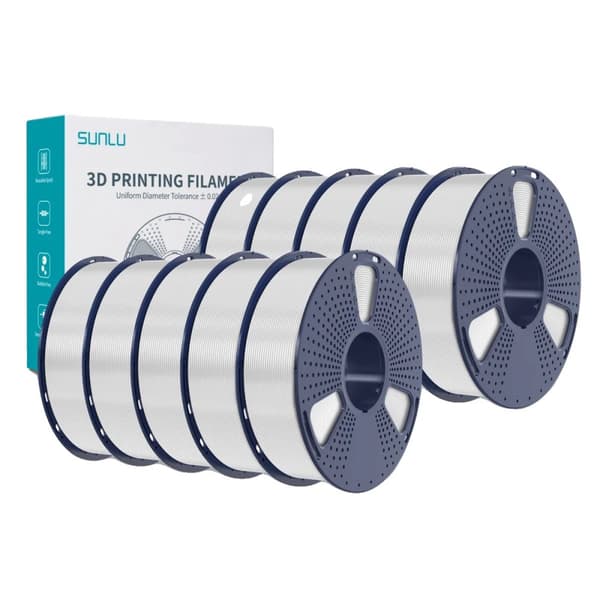 SUNLU PETG 3D-skrivarfilament, Hög hållfasthet, Inga bubblor,10KG Vit