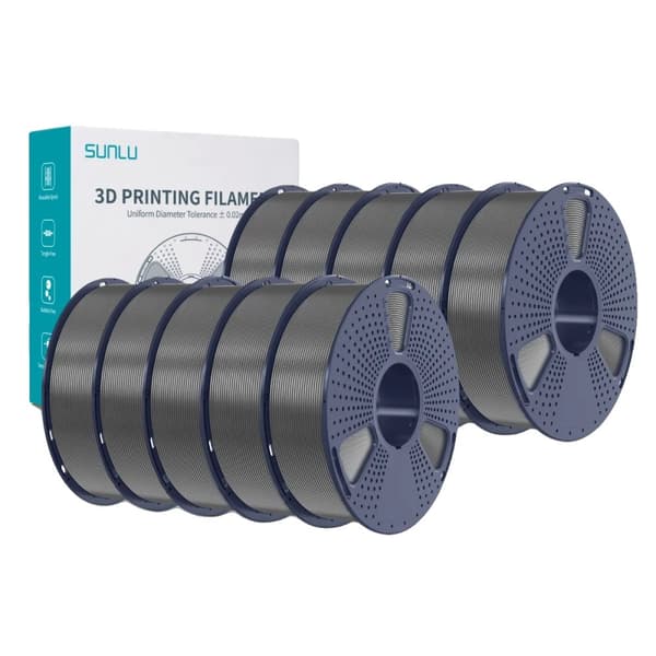 SUNLU PETG 3D-printer filament, høj sejhed, nul bobler,10KG Grå