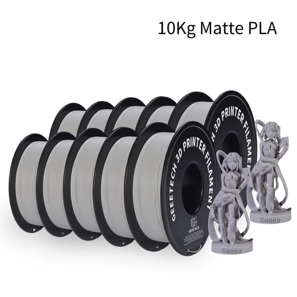 GEEETECH 10Kg Mat PLA Filament, 1,75 mm Diameter, Præcis Dimensionel Nøjagtighed,Lys Grå
