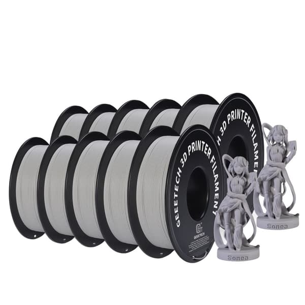 GEEETECH 10Kg Mat PLA Filament, 1,75 mm Diameter, Præcis Dimensionel Nøjagtighed,Lys Grå