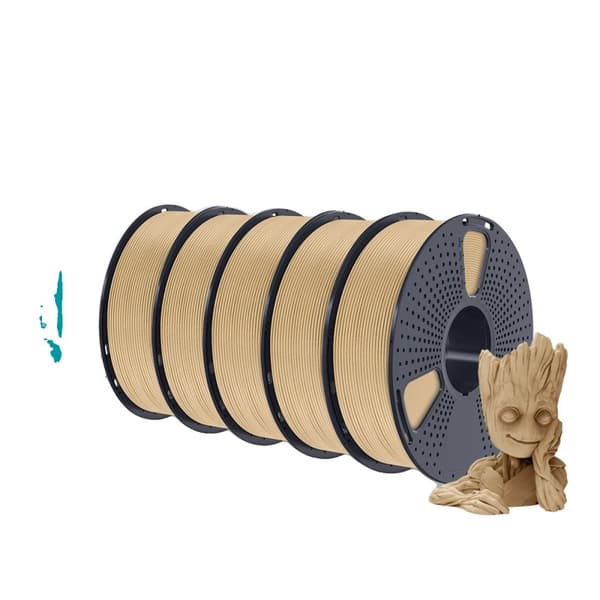 3D-printfilament, træeffekt, 1 kg spole, 1,75 mm diameter,Maple træ