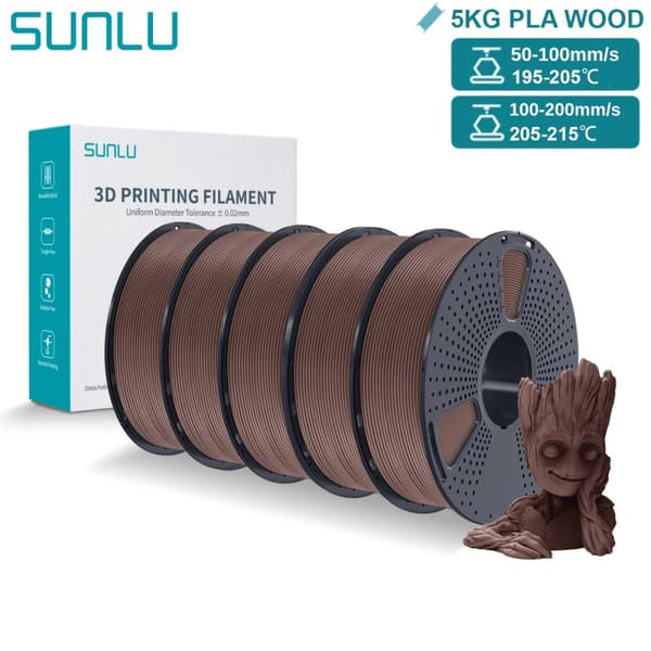 3D-printfilament, træeffekt, 1 kg spole, 1,75 mm diameter,Træfarve kirsebær