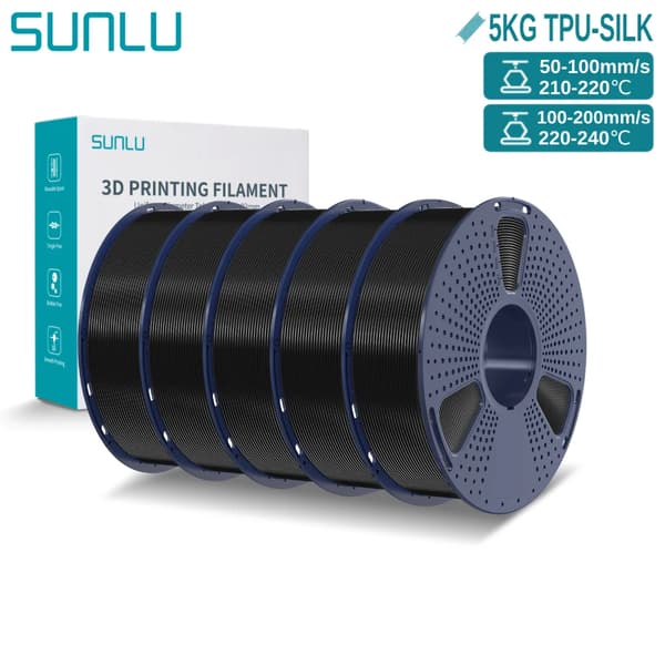 TPU Silke 3D Filament, 5 KG Vægt, Nem at Udskrive,5KG TPU Silke Sort