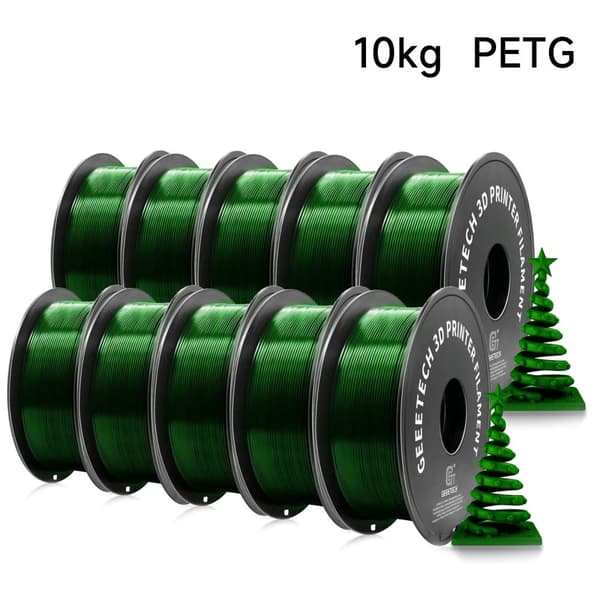 Geeetech PETG filament, 10 kg holdbart materiale, 1,75 mm diameter, lav skrumpning,grøn