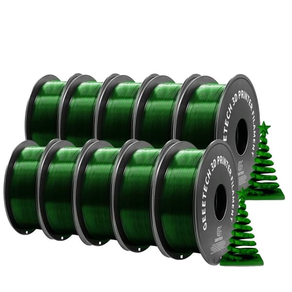 Geeetech PETG filament, 10 kg holdbart materiale, 1,75 mm diameter, lav skrumpning,grøn