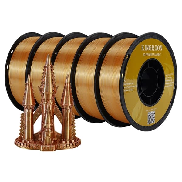 3D Printer Filament, Silkefinish, Ingen Bobler, Guld Sølv Kobber