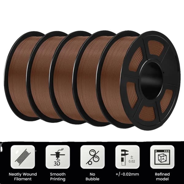 PLA PLUS filament, præcis tolerance ±0,02 mm, optimal printtemperatur 205-215℃,PLA PLUS Chokolade
