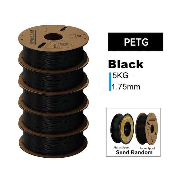 3D-skrivarfilament, mångsidiga materialalternativ, flera färgval,PETG Svart 5KG