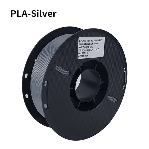 PLA Filament, 3KG Kapacitet, 175mm Diameter, 3KG sølv