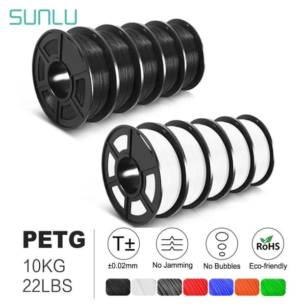 PETG 3D-skrivartråd, 1,75MM Diameter, Noll Bubblor, 10KG Vikt,PETG 5 kilo svart vit