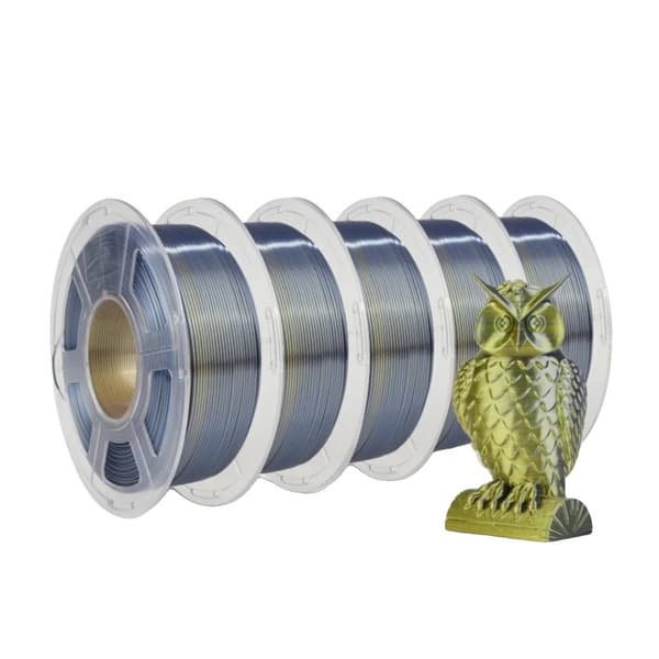 SUNLU PLA+ Silke Regnbåge 3D Filament, 1KG Vikt, 1.75mm Diameter,5 st Silke BK GD