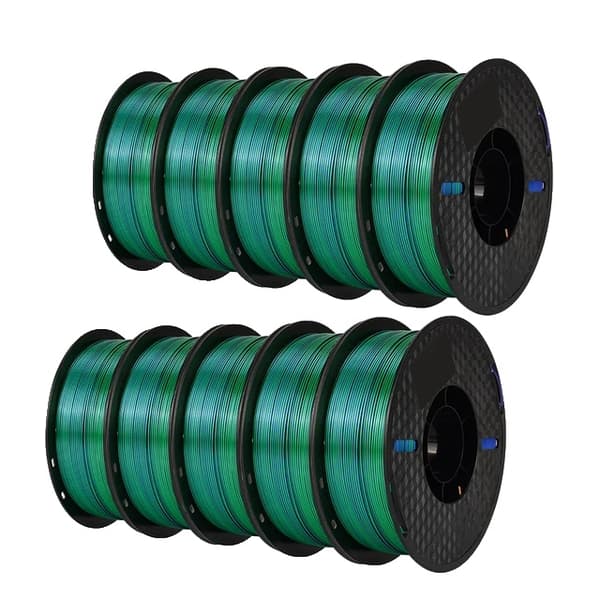 3D Printer Filament, Tri-Color Silk PLA, 175mm Diameter, Speciel Farve, Blå Grøn Orange