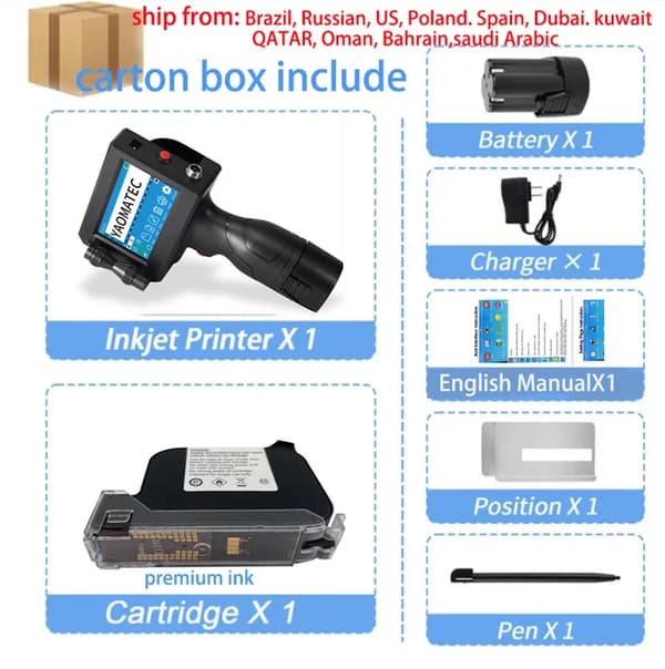 Håndholdt termisk blækstråleprinter, variabel QR-stregkode, udløbsdato etiketmaske, printer 1premium blæk