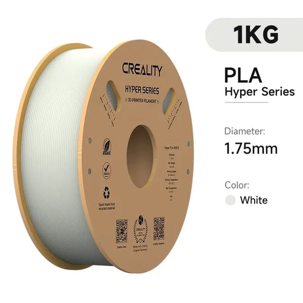 3D Printer Filament, Højhastighedsudskrivning, Dimensionel Nøjagtighed, 1KG Hvid Hyper PLA