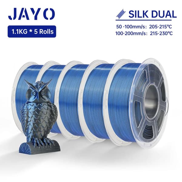 JAYO Rainbow 3D-skrivartillbehör, Dubbel färgalternativ, 1,75 mm diameter,SILK Svart Blå