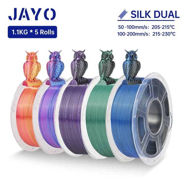JAYO Rainbow 3D-skrivartillbehör, Dubbel färgalternativ, 1,75 mm diameter,SILKDC Mix-5 5rullar