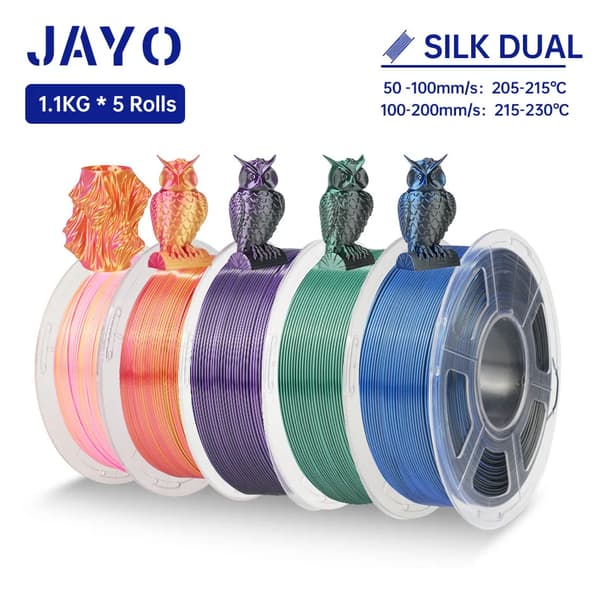 JAYO Rainbow 3D Printer Filament, Dobbelt Farvevalg, 1,75 mm Diameter,SILKDC Mix-3 5ruller