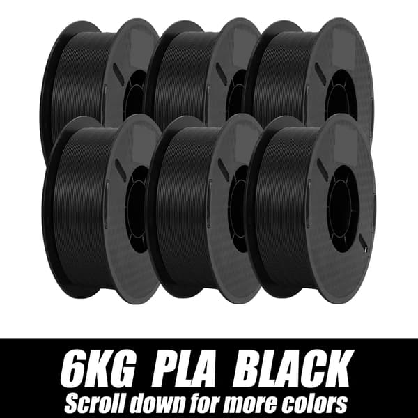 PLA 3D-skrivartillbehör, 1,75 mm diameter, ±0,03 mm tolerans,PLA SVART 6KG