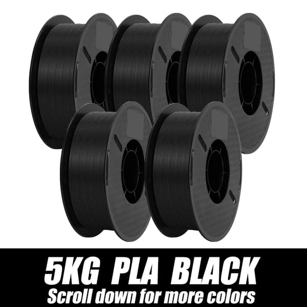 PLA 3D-skrivartillbehör, 1,75 mm diameter, ±0,03 mm tolerans,PLA SVART 5KG
