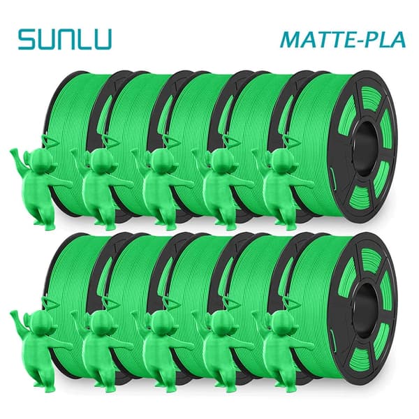 PLA Mat Filament 1,75mm, Ikke-Giftig, Bionedbrydelig, Høj Dimensionel Præcision,MATTE Grøn 10Rulle