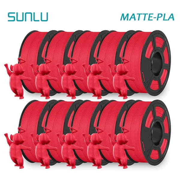 PLA Matt Filament 1,75mm, Icke-Giftig, Biologiskt Nedbrytbart, Hög Dimensionell Noggrannhet,MATTE Röd 10Rulle