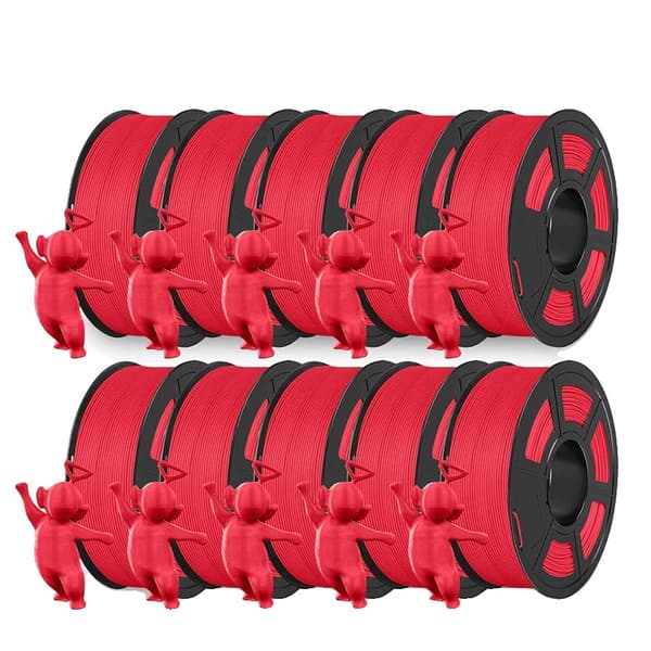 PLA Matt Filament 1,75mm, Icke-Giftig, Biologiskt Nedbrytbart, Hög Dimensionell Noggrannhet,MATTE Röd 10Rulle