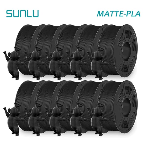PLA Mat Filament 1,75mm, Ikke-Giftig, Bionedbrydelig, Høj Dimensionel Præcision,MATTE Sort 10Rulle