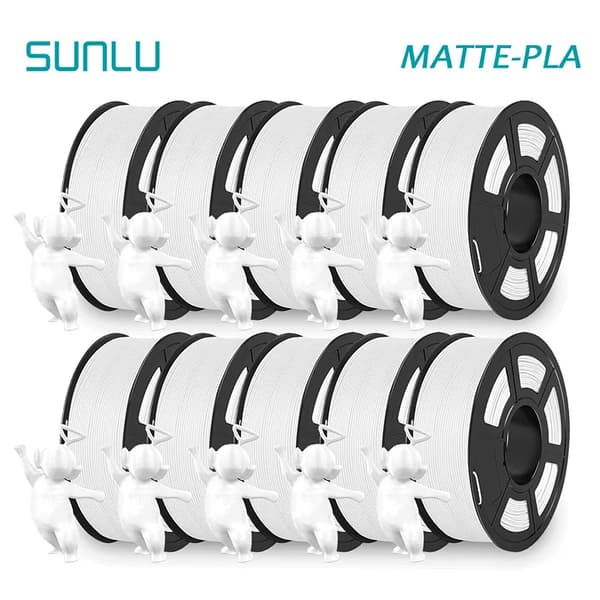 PLA Matt Filament 1,75mm, Icke-Giftig, Biologiskt Nedbrytbart, Hög Dimensionell Noggrannhet,MATTE Vit 10Rulle