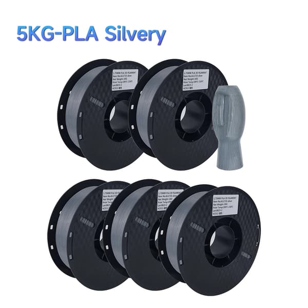 3D Printer Filament, Blandede Farver, PLA Materiale, 5KG sølv