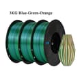 Miniatyrbillede 2 af 2: Silk PLA Filament, Tricolor, Boblefri, 3kg Blå Grøn Ora