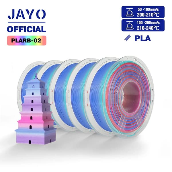 JAYO 3D Filament, Tredubbel Färg, Hög Lagerbindning,PLA Regnbåge 02