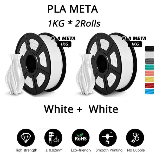 PLA Meta 3D -lanka 1,75MM, korkea tarkkuus, nopea tulostus 2KG,PLA-Meta Valkoinen 2KG