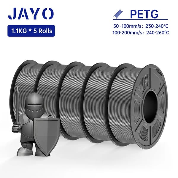 3D-printer PETG filament, 1,1 kg pr. rulle, 1,75 mm diameter,PETG Grå 5 Rulle