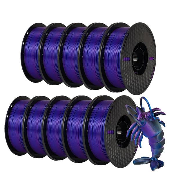 3D-printer filament, Silk PLA, 10 kg vægt,Sort Blå Lilla
