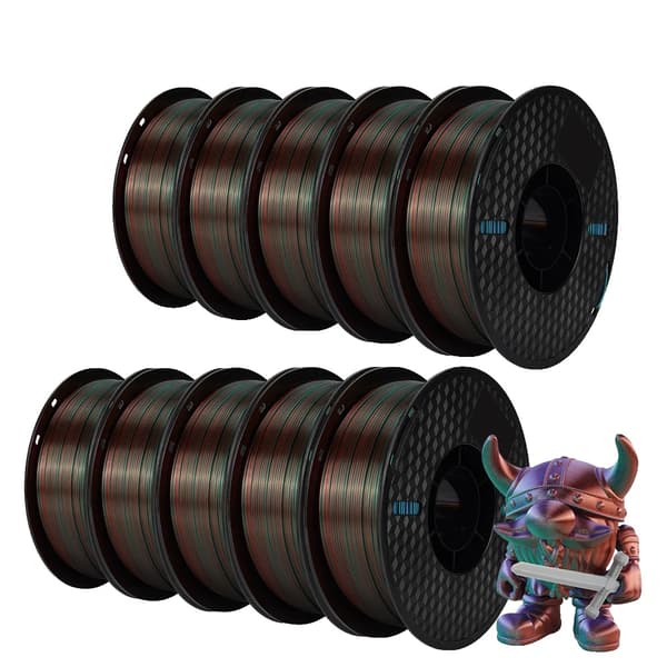 3D-printer filament, Silk PLA, 10 kg vægt,Grøn Lilla Kobber