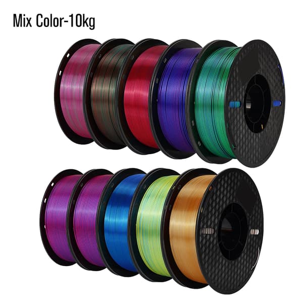 3D-skrivarfilament, Silk PLA, 10 kg vikt,10 kg Blandad Färg