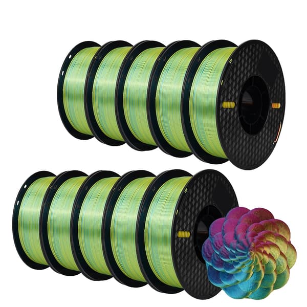 3D-printer filament, Silk PLA, 10 kg vægt,Rød Gul Blå